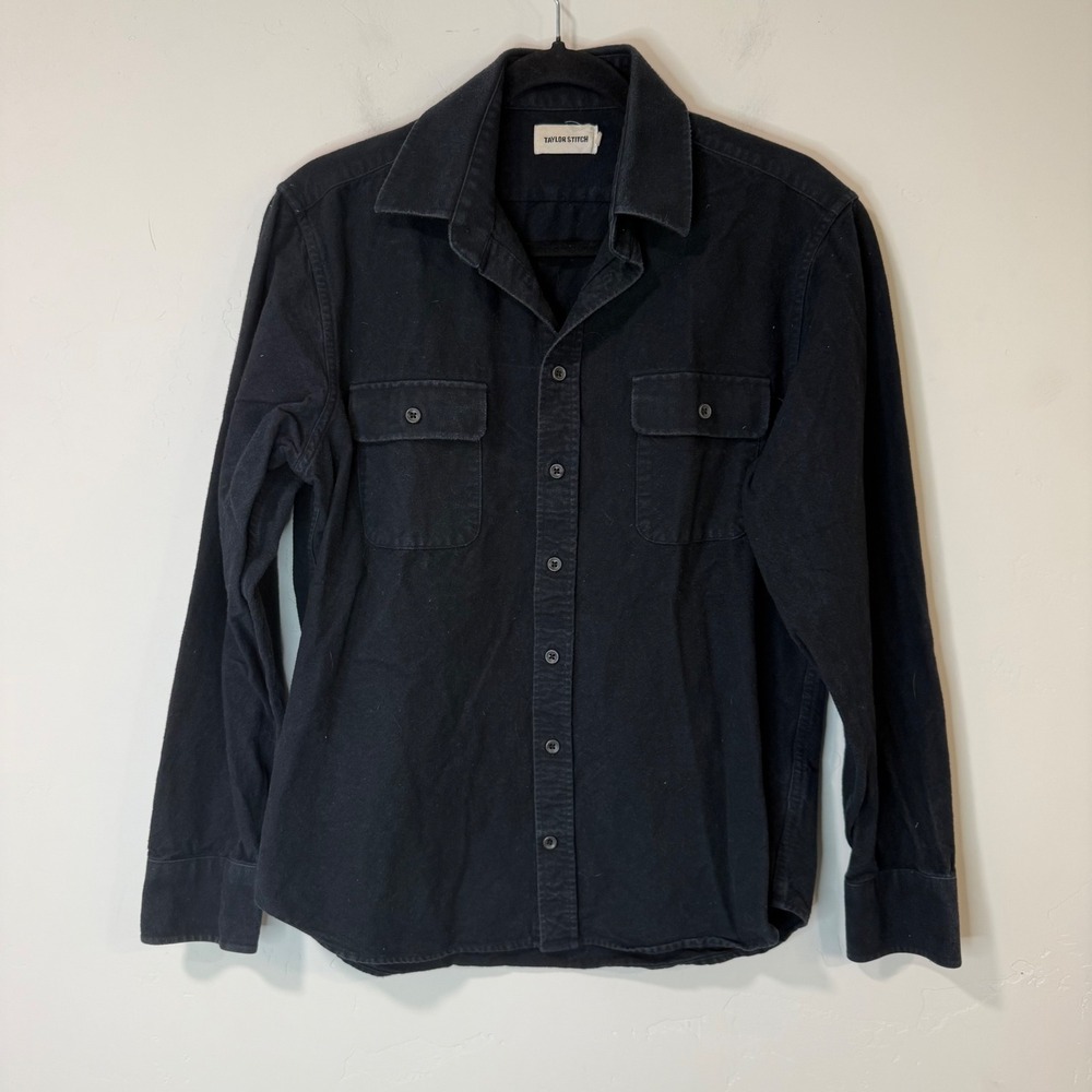 Taylor Stitch Mens Utility Shirt 40 Black Excellent Organic Cotton Button Down